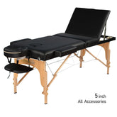 3-Section 5" Wooden Super Stable Portable Massage Table - MTW132 - Greenlife Treatment-Portable Massage Table